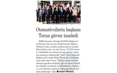 Dokuz Eylül Gazetesi 03.04.2024 - Otomotivcilerin Başkanı Torun Güven Tazeledi